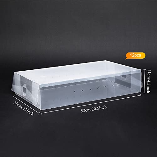 Shihanee 12-Pcs Clear Plastic Stackable Shoe Organizer, Heavy Duty for Small Spaces