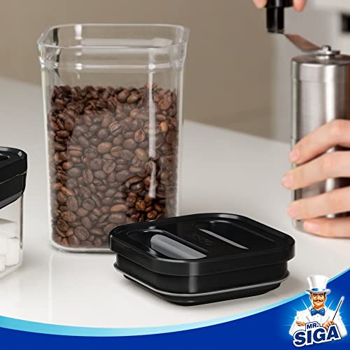 MR.SIGA 4 Pack BPA Free Airtight Storage Containers, Medium Black, 1 L / 34oz
