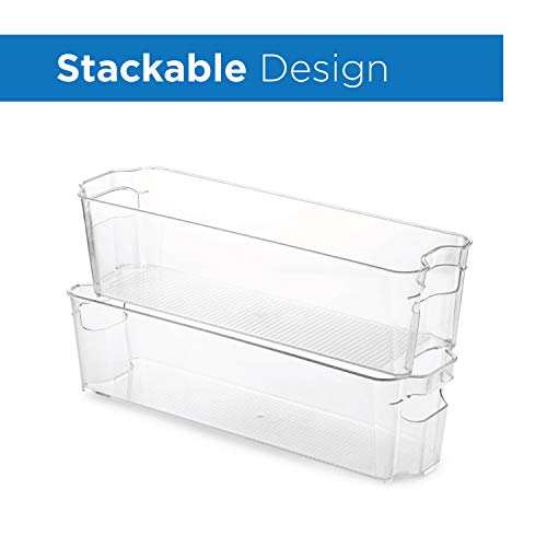 Stackable Refrigerator & Freezer Organizer Bins - Clear Plastic Storage Racks