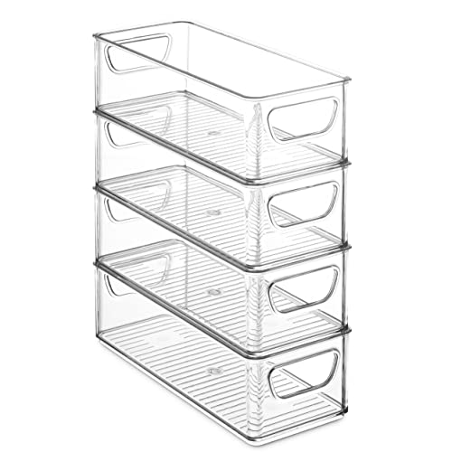 Clear Plastic Storage Bins for Pantry, Freezer, and Kitchen - Set of 8