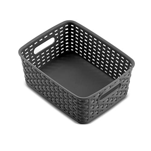 6-Pack Plastic Organizing Baskets - Cutout Handles for Kitchen & More