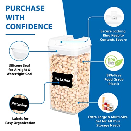 14-PACK Airtight Food Storage Containers for Kitchen & Pantry - BPA-Free, WHITE