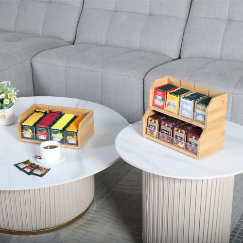 3-Layer Bamboo Tea Bag Organizer for Cabinet and Countertop