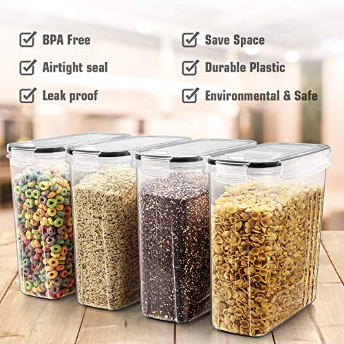 Wildone Airtight Storage Containers, 8-Pack 2.5L, Leak-proof Black Locking Lids