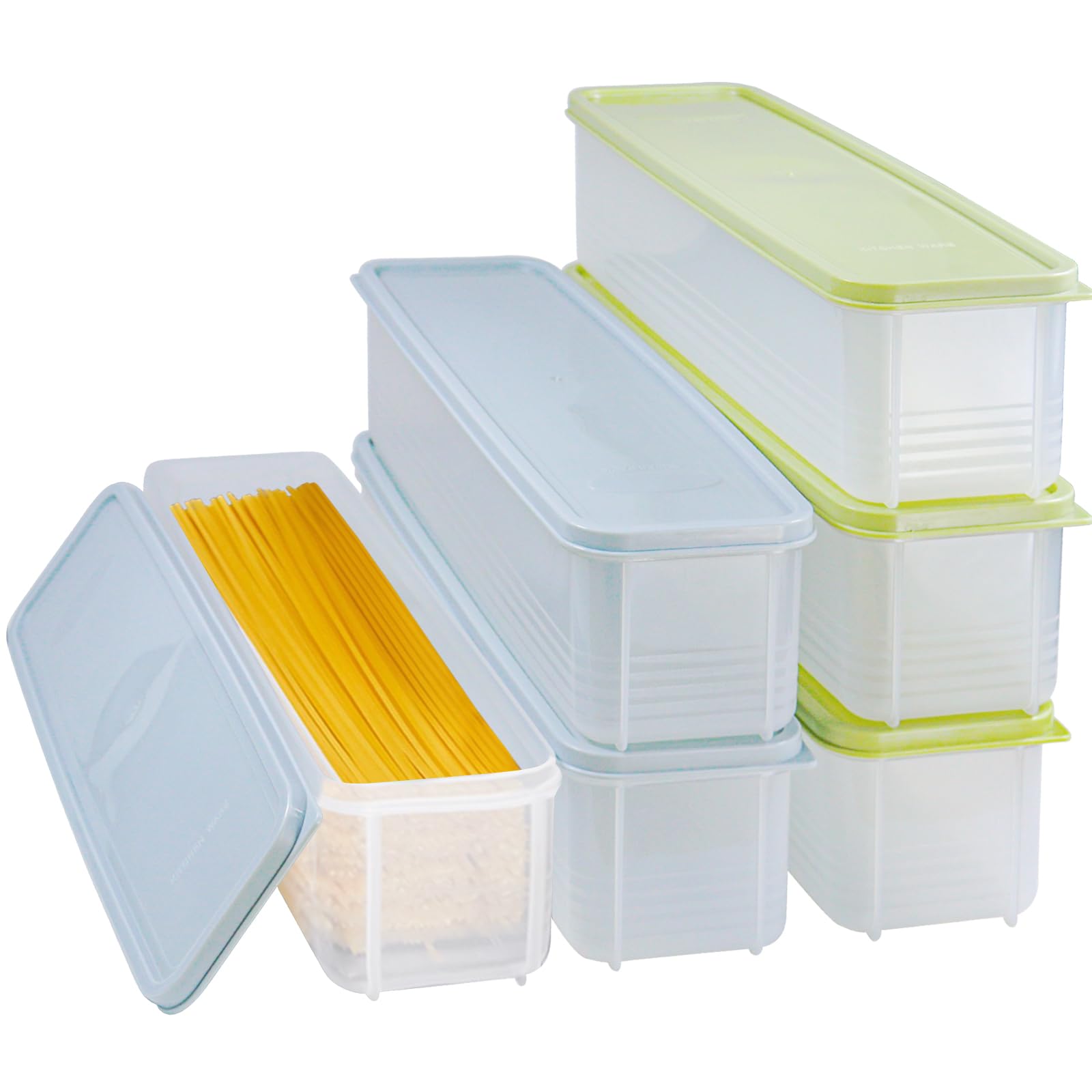 6-Piece Airtight Pasta Storage Container Set, Refrigerator Friendly Spaghetti Holder