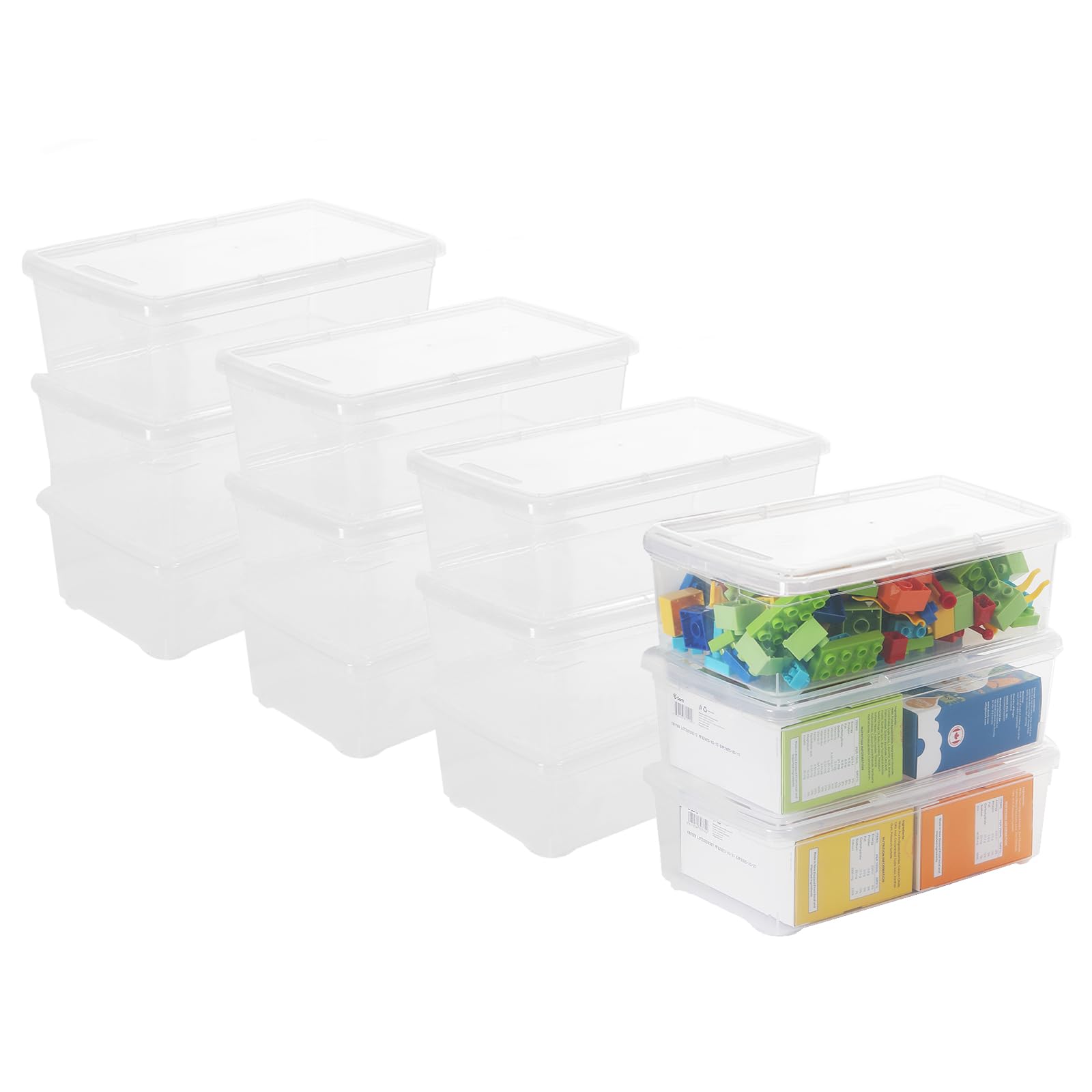 Clear Plastic Storage Box 12-Pack with Latching Lid (Home/Office)