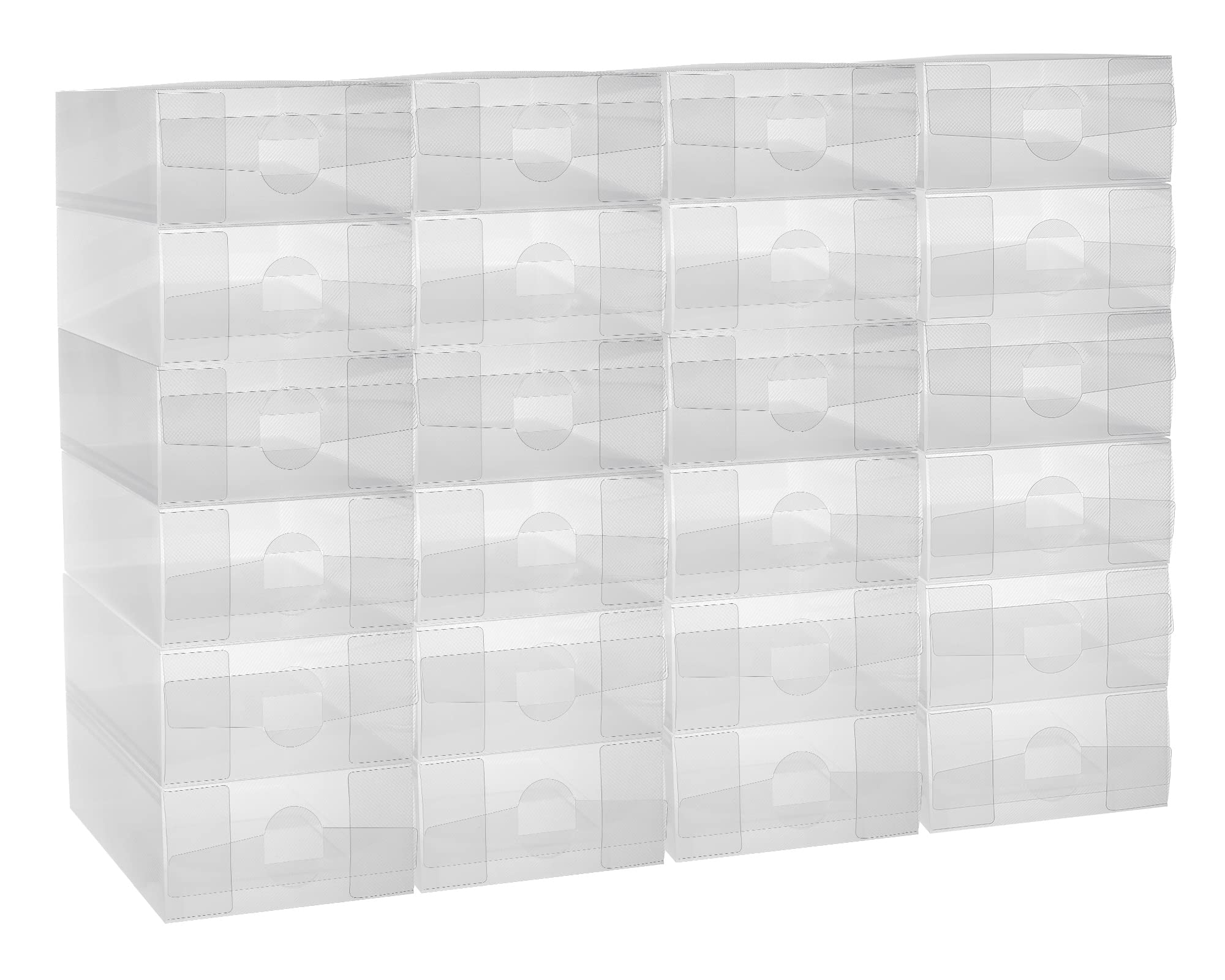 Sawysine 24 Pcs Clear Plastic Stackable Shoe Organizer for Closets Small Spaces (12 x 7.5 x 3.7 Inches)