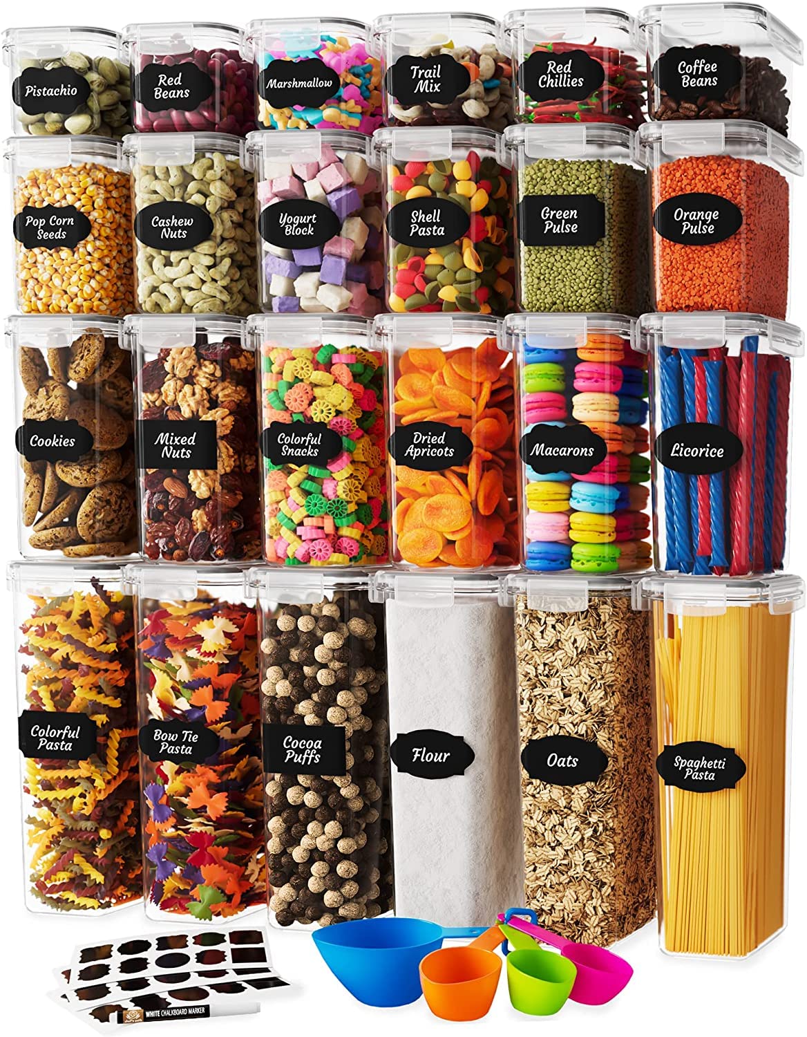24-Piece Airtight Container Set for Kitchen & Pantry - BPA-Free Plastic Canisters with Durable Lids