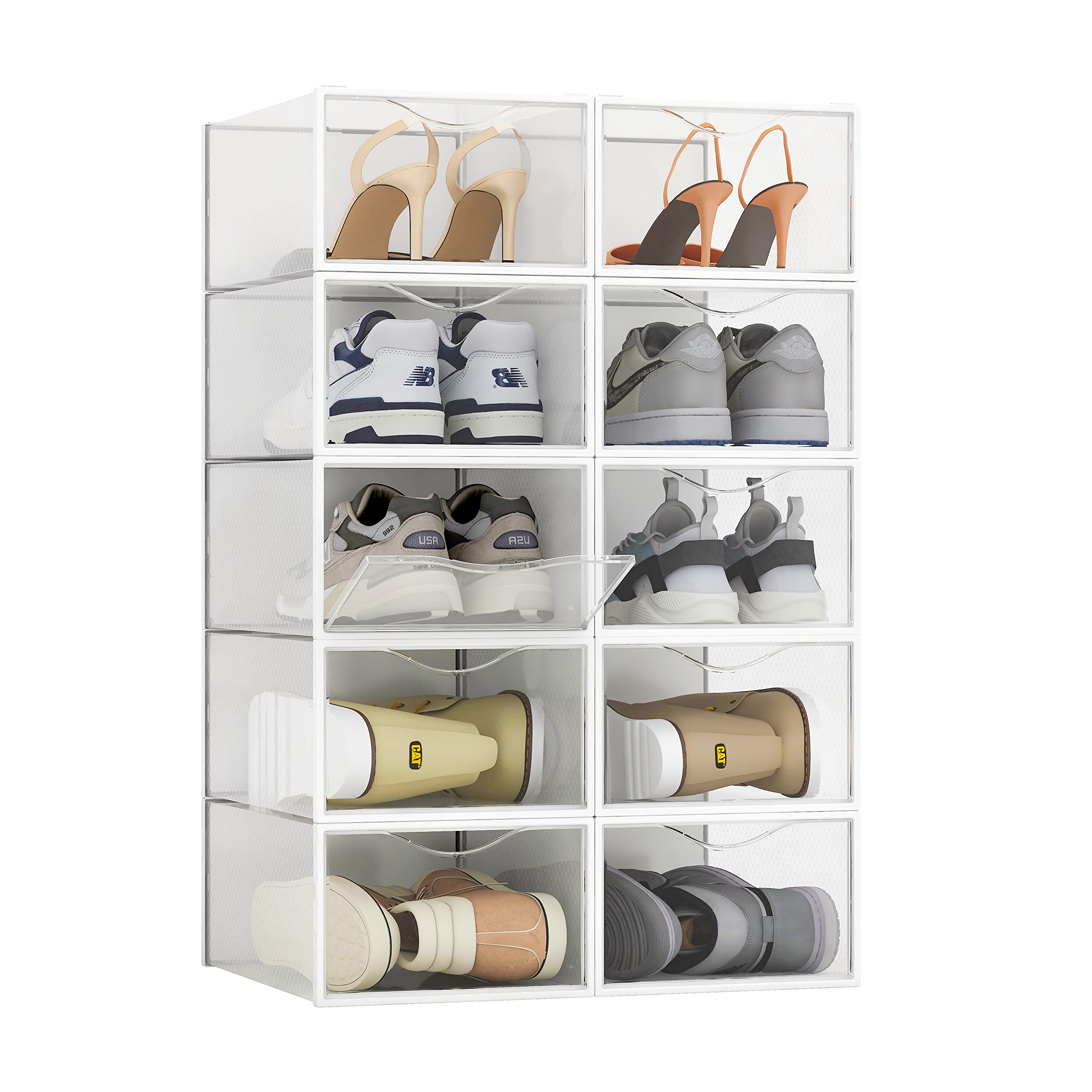 Stackable Shoe Storage Boxes for Sneakers - Set of 10