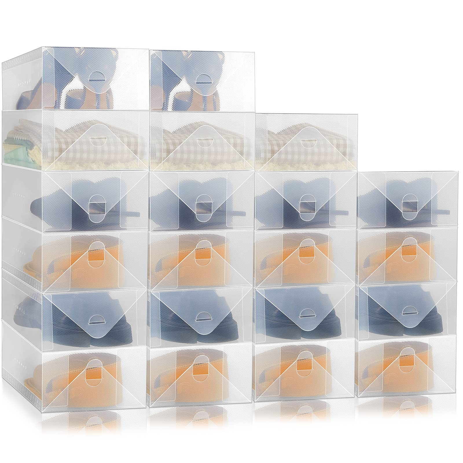 Sintuff 20 Pcs Clear Stackable Shoes Boxes for Women Size 9/10 College Dorm Rooms