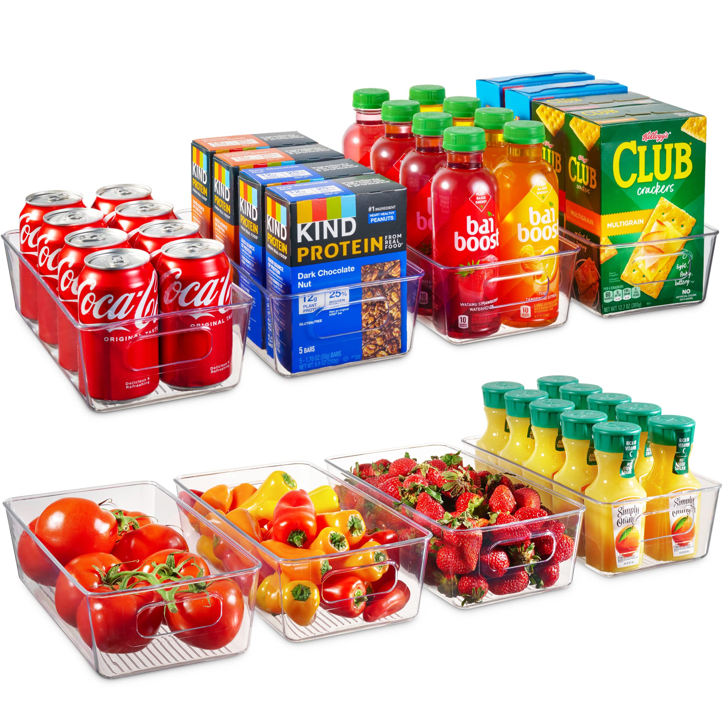 Clear Kitchen Storage Bins Set of 8 - Organize Your Pantry, Fridge, and Cabinets